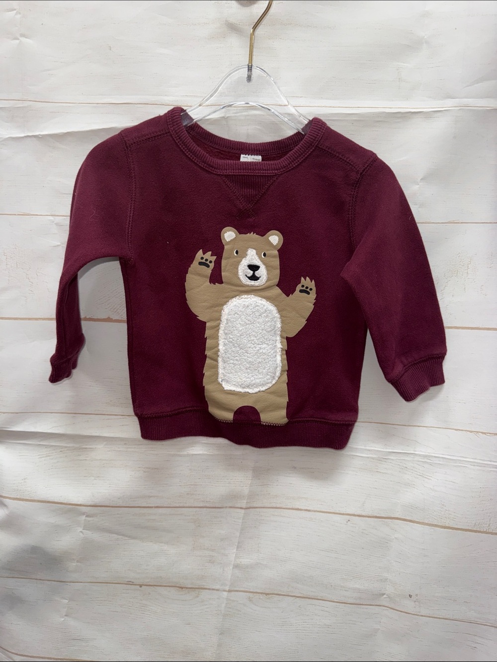 Carters Burgundy Bear Applique Sweatshirt Size 18 Months